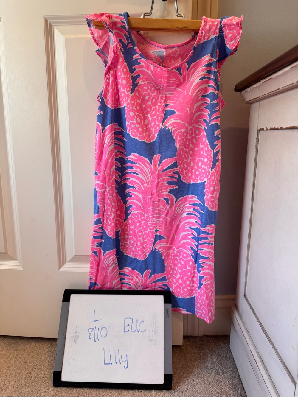 Lilly Pulitzer mini Kristen dress L 8/10  little flamenco pineapples